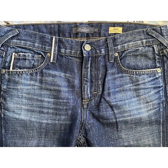 Anthropologie Level 99 Sarah Twisted Seam Tomboy Selvedge Dark Wash Jeans Sz 27 - Picture 5 of 9